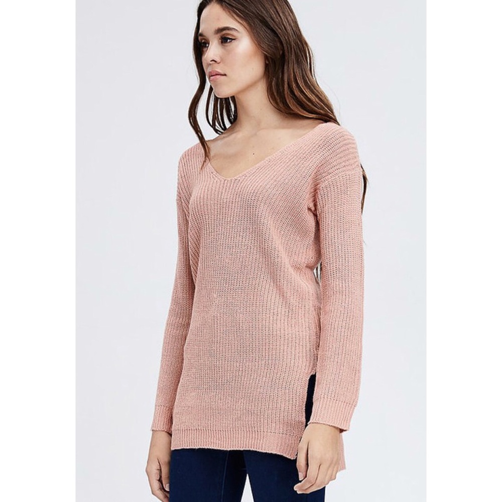 Mauve Caged Back Sweater Tunic - Picture 6 of 7